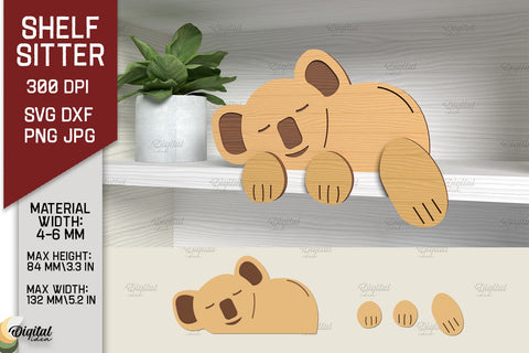 Shelf Sitters Laser Cut Bundle. Sleeping Animals SVG SVG Evgenyia Guschina 