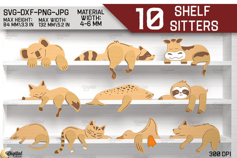 Shelf Sitters Laser Cut Bundle. Sleeping Animals SVG SVG Evgenyia Guschina 