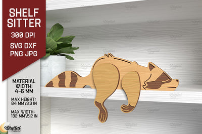 Shelf Sitters Raccoon Laser Cut. Sleeping Raccoon SVG SVG Evgenyia Guschina 