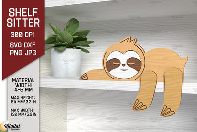Shelf Sitters Sloth Laser Cut. Sleeping Sloth SVG SVG Evgenyia Guschina 