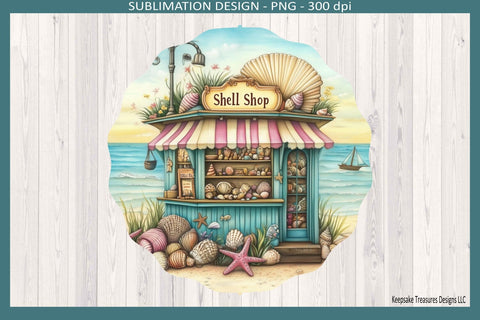 Shell Shop Wind Spinner Png Sublimation Design, Beach Spinner, Nautical Patio Decor, Digital Download Sublimation Keepsake Treasures Designs LLC. 