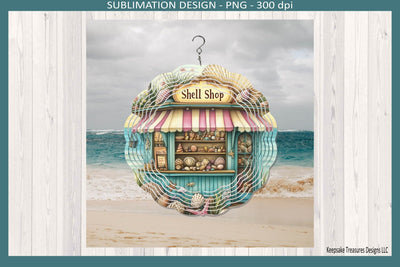 Shell Shop Wind Spinner Png Sublimation Design, Beach Spinner, Nautical Patio Decor, Digital Download Sublimation Keepsake Treasures Designs LLC. 