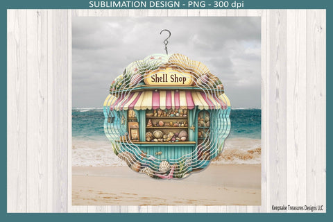 Shell Shop Wind Spinner Png Sublimation Design, Beach Spinner, Nautical Patio Decor, Digital Download Sublimation Keepsake Treasures Designs LLC. 