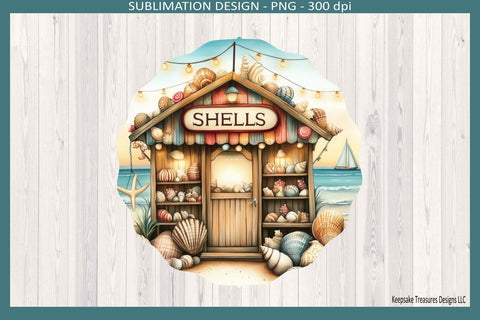 Shell Wind Spinner PNG, Sublimation Wind Spinner Design, Coastal Beach Decor, Summer Patio Hanging, Seashell Art Digital Download Sublimation Keepsake Treasures Designs LLC. 