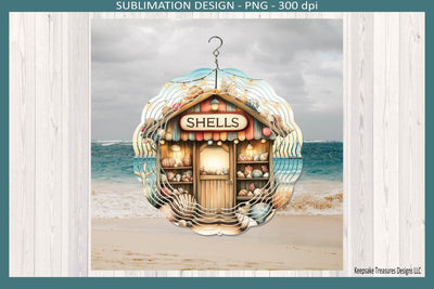 Shell Wind Spinner PNG, Sublimation Wind Spinner Design, Coastal Beach Decor, Summer Patio Hanging, Seashell Art Digital Download Sublimation Keepsake Treasures Designs LLC. 