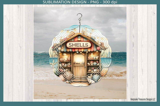 Shell Wind Spinner PNG, Sublimation Wind Spinner Design, Coastal Beach Decor, Summer Patio Hanging, Seashell Art Digital Download Sublimation Keepsake Treasures Designs LLC. 