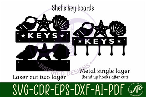 Shells Key holder designs for wood and metal SVG APInspireddesigns 