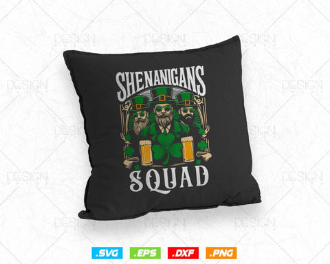 Shenanigans Squad Vintage St Patricks Day Svg Png Files, Irish Fun Group Clover Drink and Four Leaf Clipart, Instant Digital Download SVG DesignDestine 