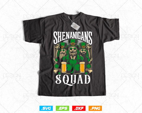 Shenanigans Squad Vintage St Patricks Day Svg Png Files, Irish Fun Group Clover Drink and Four Leaf Clipart, Instant Digital Download SVG DesignDestine 
