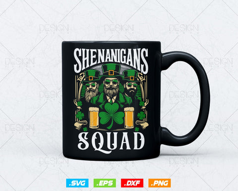 Shenanigans Squad Vintage St Patricks Day Svg Png Files, Irish Fun Group Clover Drink and Four Leaf Clipart, Instant Digital Download SVG DesignDestine 