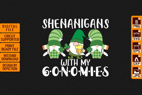 Shenanigans With My Gnomies T-Shirt, St.Patrick's Day Gnome Shirt, Saint Patrick's Day Gnome Shirt Print Template Sketch DESIGN Depiction Studio 