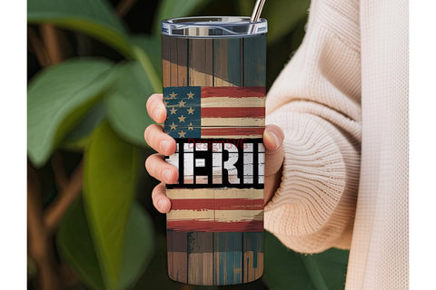 Sheriff Rustic Flag 20oz Tumbler Wrap Sublimation DesignSVG 