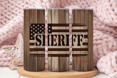 Sheriff Rustic Flag 20oz Tumbler Wrap Sublimation DesignSVG 