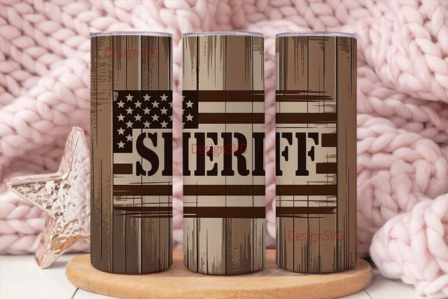 Sheriff Rustic Flag 20oz Tumbler Wrap Sublimation DesignSVG 