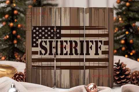 Sheriff Rustic Flag 20oz Tumbler Wrap Sublimation DesignSVG 