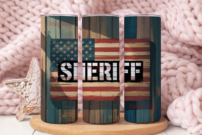 Sheriff Rustic Flag 20oz Tumbler Wrap Sublimation DesignSVG 