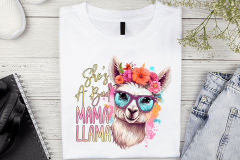 Shes a bad mama llama Sublimation Design Sublimation Regulrcrative 