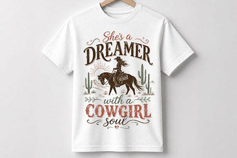 She's a Dreamer with a Cowgirl Soul PNG | Cowgirl Sublimation PNG SVG BillahCrafts 
