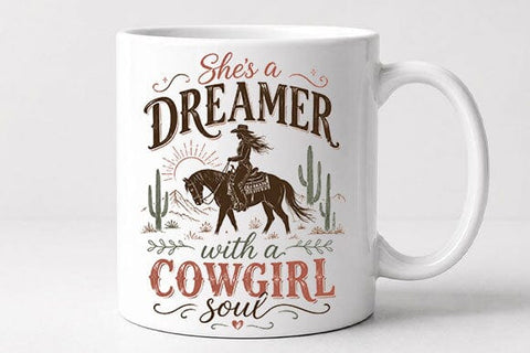 She's a Dreamer with a Cowgirl Soul PNG | Cowgirl Sublimation PNG SVG BillahCrafts 
