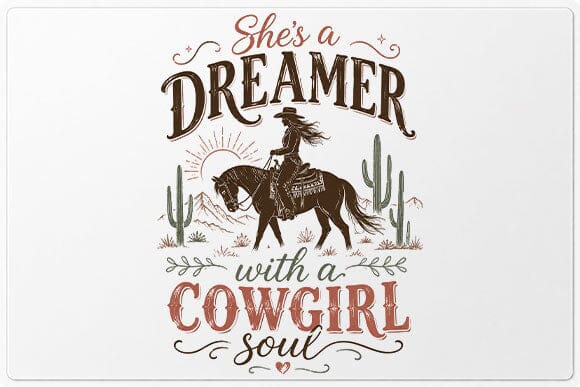 She's a Dreamer with a Cowgirl Soul PNG | Cowgirl Sublimation PNG SVG BillahCrafts 