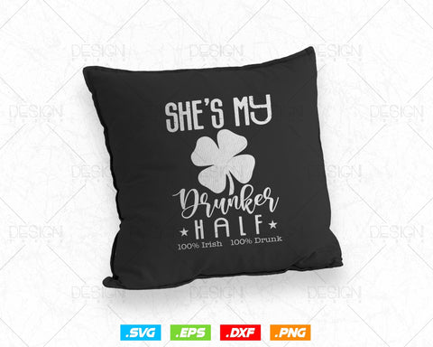 Shes and Hes My Drunker Half St Patricks Day Svg, Funny Party Couple Pub Crawl Lucky Green Irish Shamrock Leaf Graphic Svg, Instant Download SVG DesignDestine 