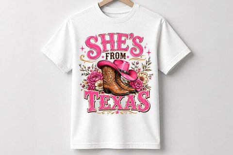 She's From Texas Cowgirl Boots PNG | Texas Sublimation PNG SVG BillahCrafts 