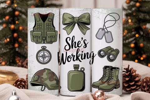 She's Working 20oz Tumbler Wrap Sublimation DesignSVG 