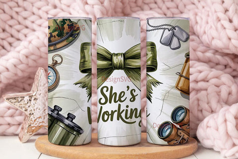 She's Working 20oz Tumbler Wrap Sublimation DesignSVG 
