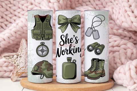 She's Working 20oz Tumbler Wrap Sublimation DesignSVG 