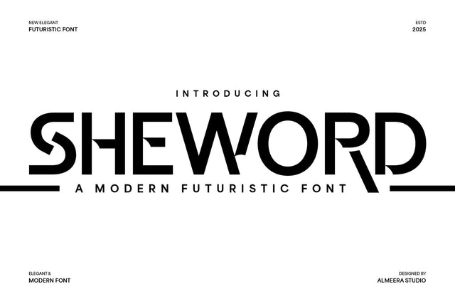 Sheword - A Modern Futuristic Font Font studioalmeera 