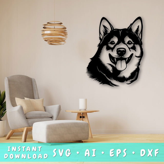 Shiba Inu Laser SVG Cut File, Shiba Inu Glowforge File, Shiba Inu DXF, Shiba Inu Wall Art SVG SVG HappyDesignStudio 