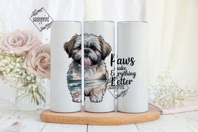 Shih Tzu Beach 20oz Tumbler Wrap Sublimation sassyprint 