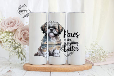 Shih Tzu Beach 20oz Tumbler Wrap Sublimation sassyprint 