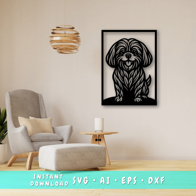 Shih Tzu Laser SVG, Cute Dog Laser Cut, Pet Lover Design, Digital Download, Dog Art, Laser Engraving File SVG HappyDesignStudio 