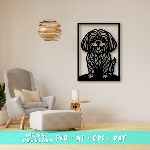 Shih Tzu Laser SVG, Cute Dog Laser Cut, Pet Lover Design, Digital Download, Dog Art, Laser Engraving File SVG HappyDesignStudio 