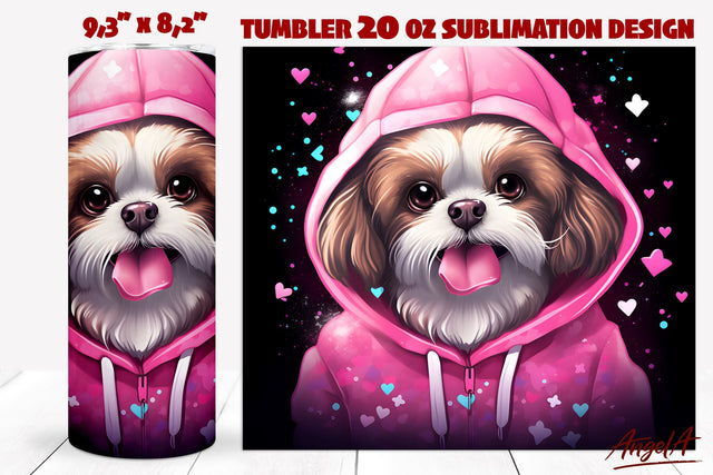 Shih tzu png / Dog tumbler sublimation / pink Sublimation Angelina Semenova 