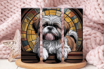 Shih Tzu Stained Glass 20oz Tumbler Sublimation DesignSVG 