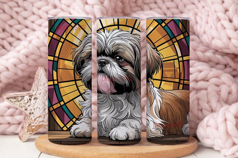 Shih Tzu Stained Glass 20oz Tumbler Sublimation DesignSVG 