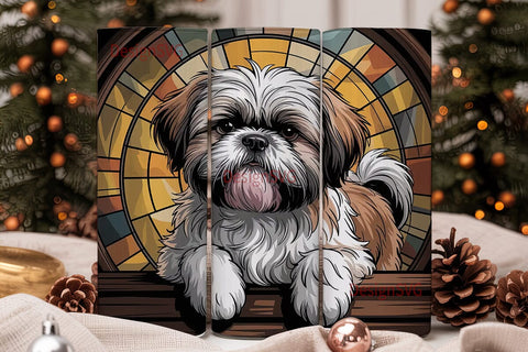 Shih Tzu Stained Glass 20oz Tumbler Sublimation DesignSVG 