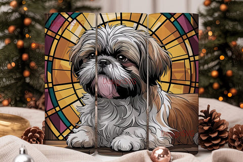 Shih Tzu Stained Glass 20oz Tumbler Sublimation DesignSVG 