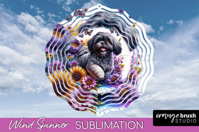 Shih Tzu Wind Spinner, Dog Mom Floral Wind Spinner Sublimation Sublimation OrangeBrushStudio 