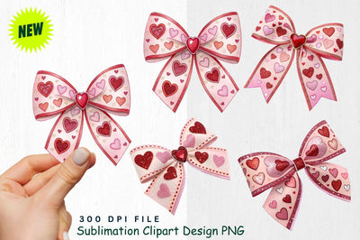 Shimmering Heart Bow Clipart Sublimation Regulrcrative 