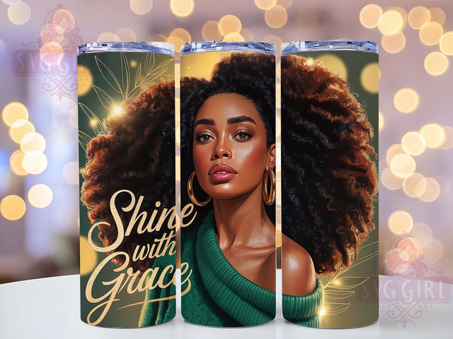 Shine With Grace Motivational Tumbler, Motivational Quote Drinkware, 20Oz Tumbler Sublimation, Inspirational Gift For Her, Shine With Grace Design, Empowerment Tumbler Wrap, Positive Vibes Drinkware Sublimation SvggirlplusArt 