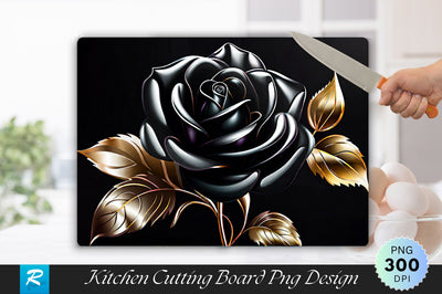 Shiny Black Rose Flower Background Cutting Board Sublimation Regulrcrative 