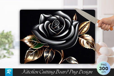 Shiny Black Rose Flower Background Cutting Board Sublimation Regulrcrative 