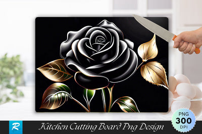 Shiny Black Rose Flower Background Cutting Board Sublimation Regulrcrative 