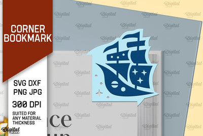 Ship Corner Bookmark Paper Cut. Corner Bookmark SVG SVG Evgenyia Guschina 