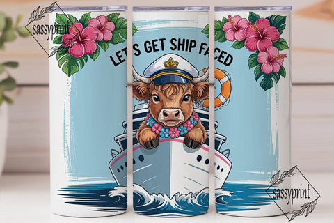 Ship Faced Cow Tumbler Wrap PNG Sublimation sassyprint 