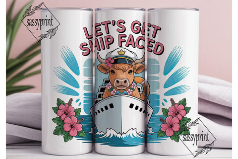 Ship Faced Cow Tumbler Wrap PNG Sublimation sassyprint 