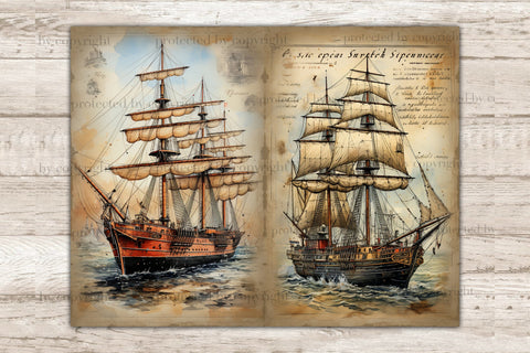 Ship Junk Journal Pages | Vintage Ephemera SVG GlamArtZhanna 